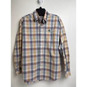 Cinch Men's Purple Plaid Long Sleeve Button Down Western Shirt Size Small